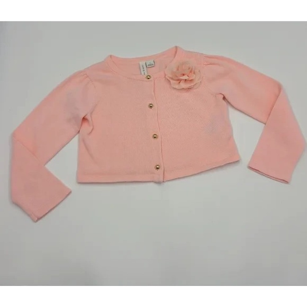$56 New Janie and Jack Pink  Cotton Sweater Lipstick flower SIZE 10 NWTS